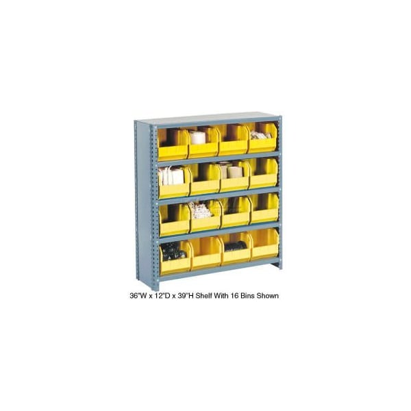 Global Equipment Steel Closed Shelving - 30 Yellow Plastic Stacking Bins 11 Shelves 36x12x73 603265YL - main